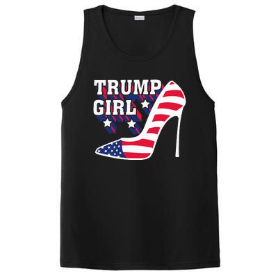 Funny Trump Girl Gift Cute High Heel American Flag PosiCharge Competitor Tank