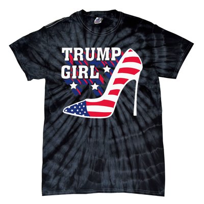 Funny Trump Girl Gift Cute High Heel American Flag Tie-Dye T-Shirt