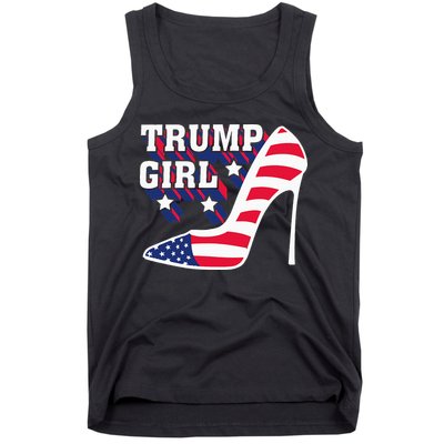 Funny Trump Girl Gift Cute High Heel American Flag Tank Top