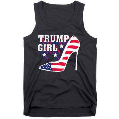 Funny Trump Girl Gift Cute High Heel American Flag Tank Top