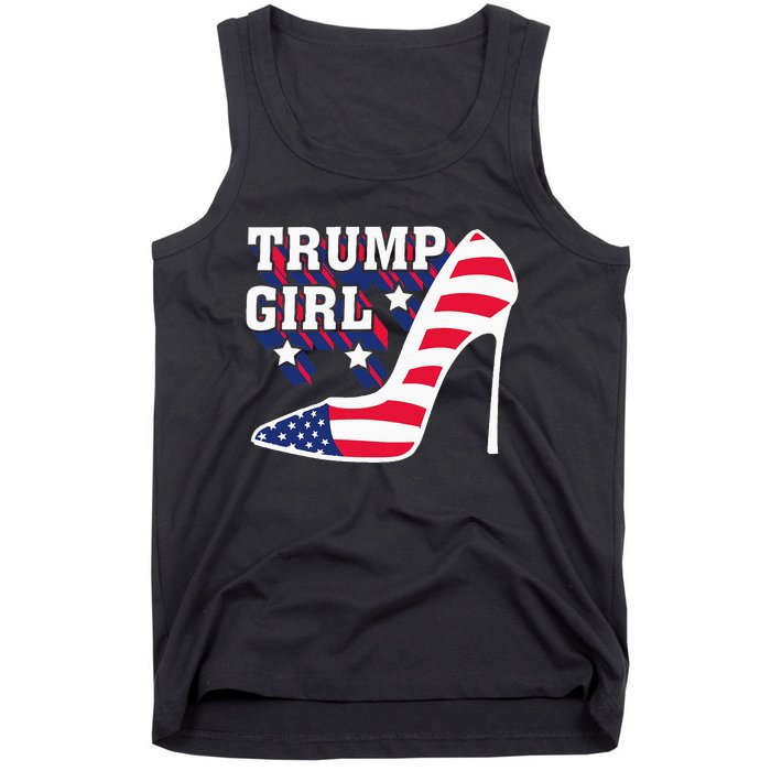 Funny Trump Girl Gift Cute High Heel American Flag Tank Top