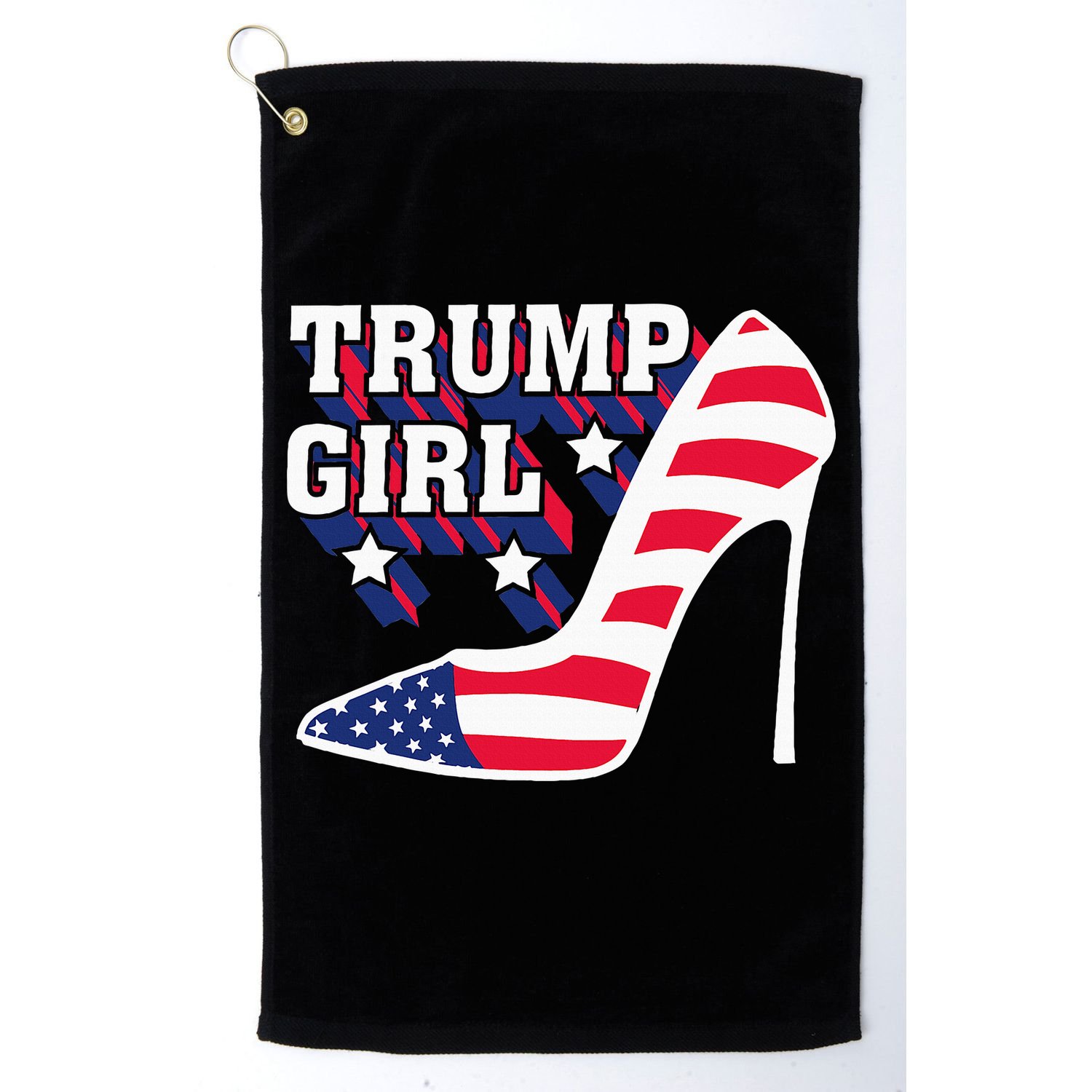Funny Trump Girl Gift Cute High Heel American Flag Golf Towel