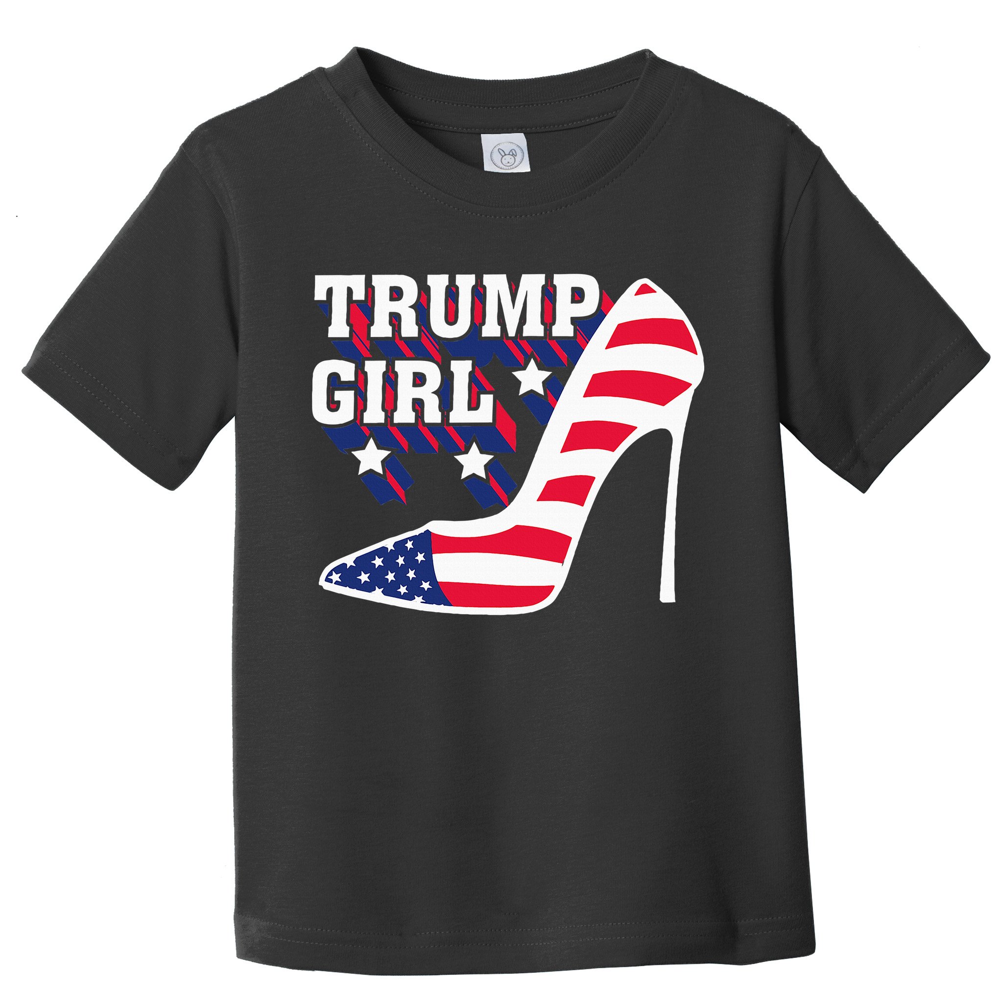 Funny Trump Girl Gift Cute High Heel American Flag Toddler T-Shirt