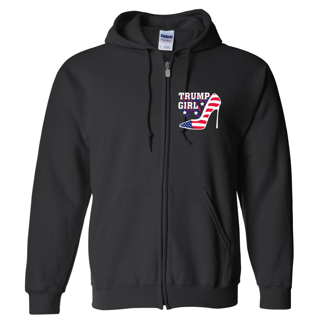 Funny Trump Girl Gift Cute High Heel American Flag Full Zip Hoodie