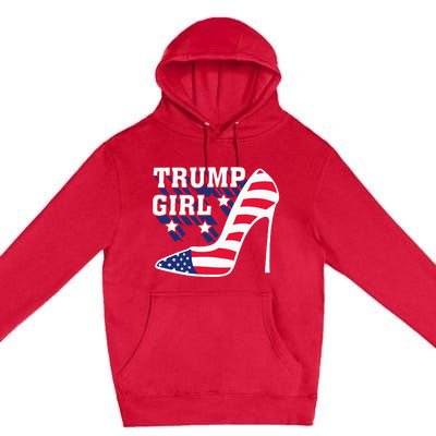 Funny Trump Girl Gift Cute High Heel American Flag Premium Pullover Hoodie