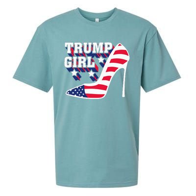 Funny Trump Girl Gift Cute High Heel American Flag Sueded Cloud Jersey T-Shirt