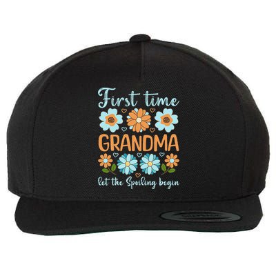 First Time Grandma Let The Spoiling Begin Soon To Be Grandma Wool Snapback Cap
