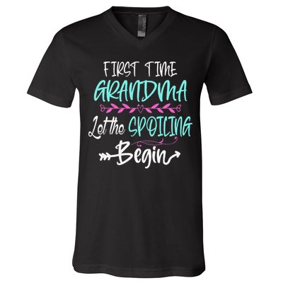 First Time Grandma Let The Spoiling Begin Mother's Day V-Neck T-Shirt