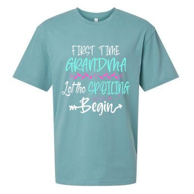 First Time Grandma Let The Spoiling Begin Mother's Day Sueded Cloud Jersey T-Shirt