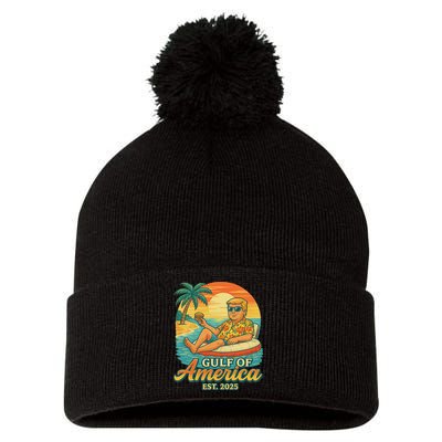 Funny Trump Gulf Of Us America Est 2025 Pom Pom 12in Knit Beanie