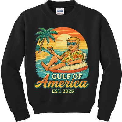 Funny Trump Gulf Of Us America Est 2025 Kids Sweatshirt