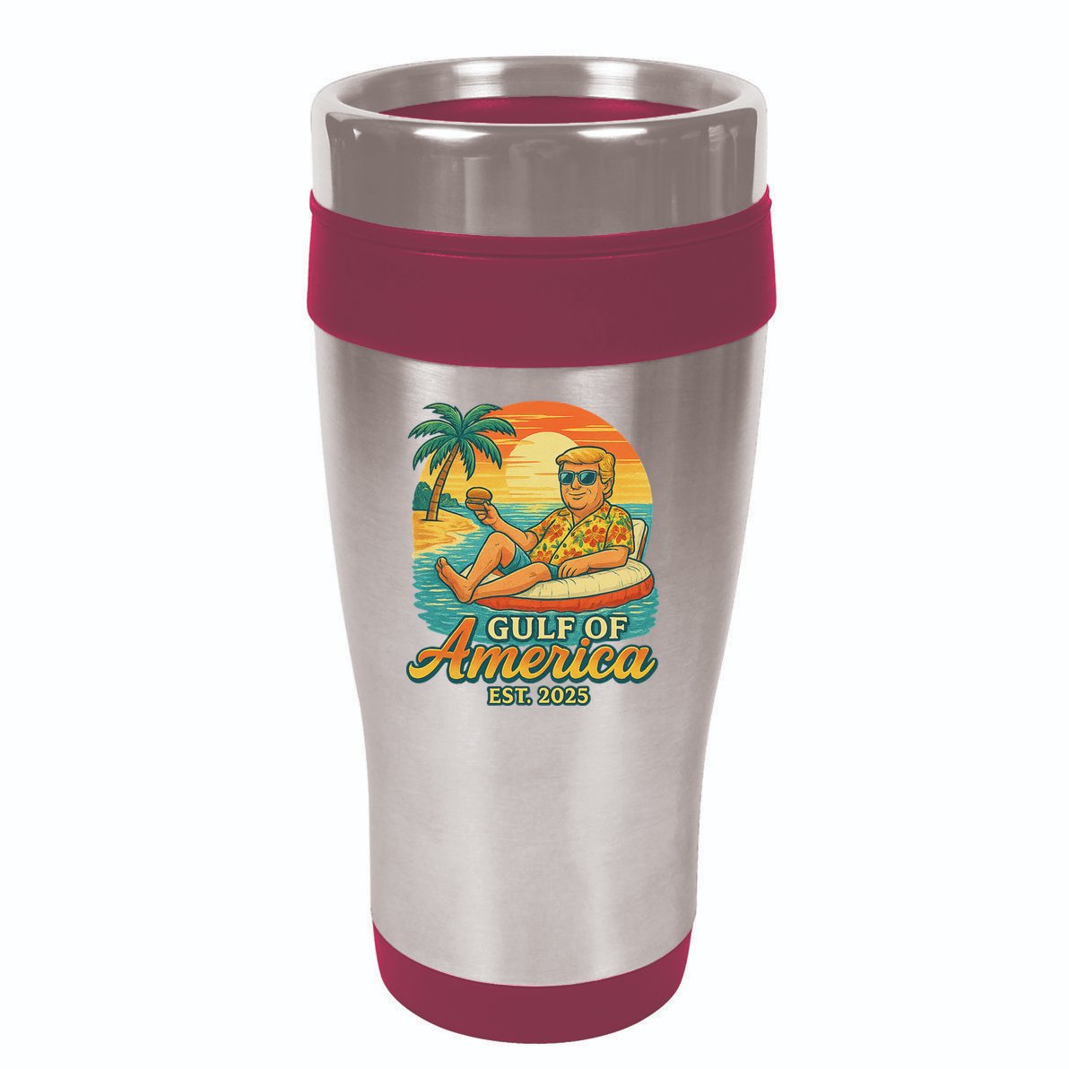 Funny Trump Gulf Of Us America Est 2025 16oz Travel Tumbler