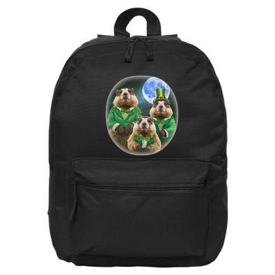 Funny Three Groundhog Moon 3 Groundhog Head St Patricks Day 16 in Basic Backpack