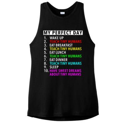 Funny Teacher Gift My Perfect Day Teaching Lover Funny Gift Ladies PosiCharge Tri-Blend Wicking Tank