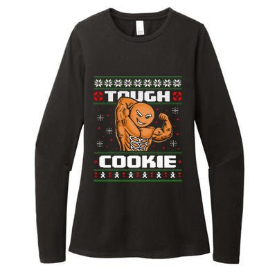 Funny Tough Gingerbread Cookie Ugly Christmas Sweater Gym Womens CVC Long Sleeve Shirt