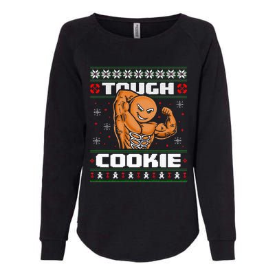 Funny Tough Gingerbread Cookie Ugly Christmas Sweater Gym Womens California Wash Sweatshirt