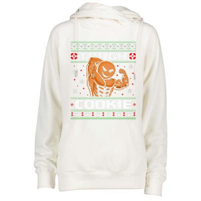 Funny Tough Gingerbread Cookie Ugly Christmas Sweater Gym Womens Funnel Neck Pullover Hood