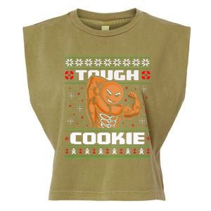 Funny Tough Gingerbread Cookie Ugly Christmas Sweater Gym Garment-Dyed Women's Muscle Tee