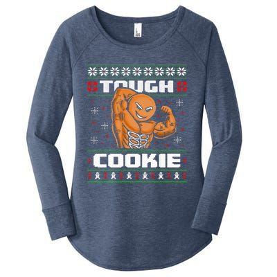 Funny Tough Gingerbread Cookie Ugly Christmas Sweater Gym Women's Perfect Tri Tunic Long Sleeve Shirt