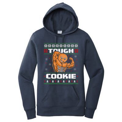 Funny Tough Gingerbread Cookie Ugly Christmas Sweater Gym Women's Pullover Hoodie