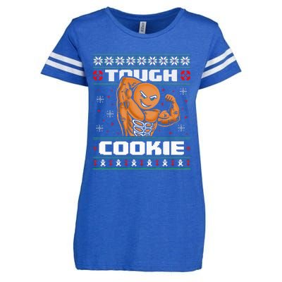 Funny Tough Gingerbread Cookie Ugly Christmas Sweater Gym Enza Ladies Jersey Football T-Shirt