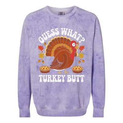 Funny Thanksgiving Guess What Turkey Butt Colorblast Crewneck Sweatshirt