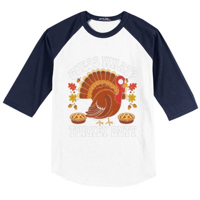 Funny Thanksgiving Guess What Turkey Butt Baseball Sleeve Shirt