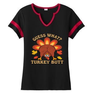 Funny Thanksgiving Guess What Turkey Butt Ladies Halftime Notch Neck Tee