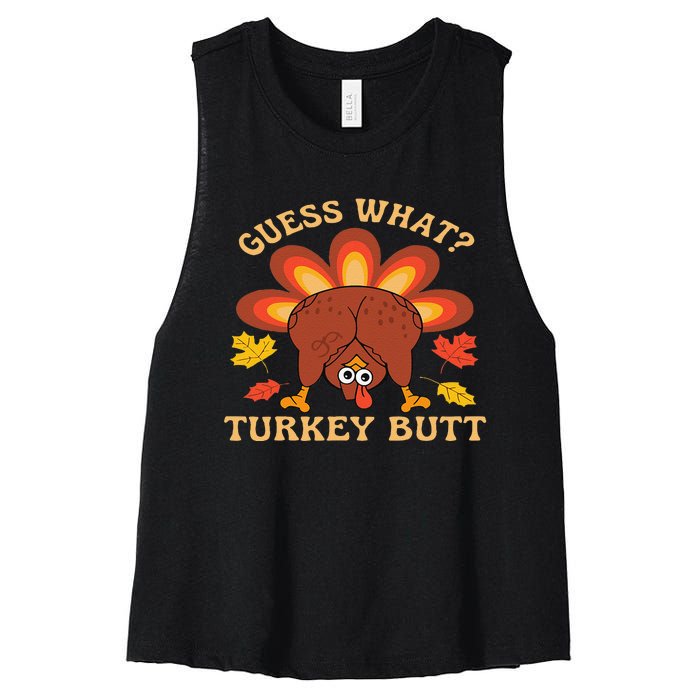 Funny Thanksgiving Guess What Turkey Butt Women's Racerback Cropped Tank