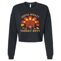 Funny Thanksgiving Guess What Turkey Butt Cropped Pullover Crew