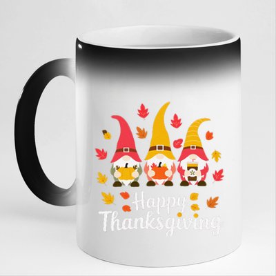 Funny Thanksgiving Gifts For Fall Gnome Gnomies Lover 11oz Black Color Changing Mug