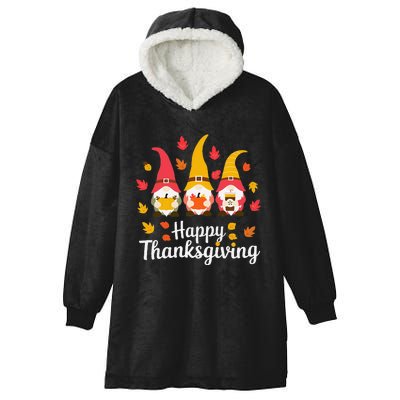 Funny Thanksgiving Gifts For Fall Gnome Gnomies Lover Hooded Wearable Blanket