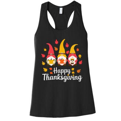 Funny Thanksgiving Gifts For Fall Gnome Gnomies Lover Women's Racerback Tank