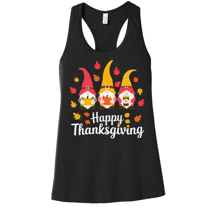 Funny Thanksgiving Gifts For Fall Gnome Gnomies Lover Women's Racerback Tank