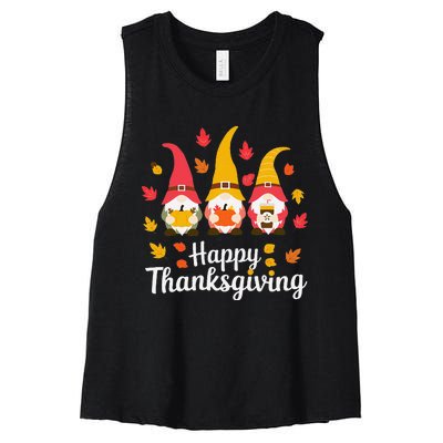 Funny Thanksgiving Gifts For Fall Gnome Gnomies Lover Women's Racerback Cropped Tank