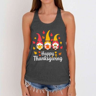 Funny Thanksgiving Gifts For Fall Gnome Gnomies Lover Women's Knotted Racerback Tank