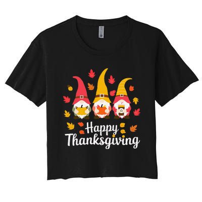 Funny Thanksgiving Gifts For Fall Gnome Gnomies Lover Women's Crop Top Tee