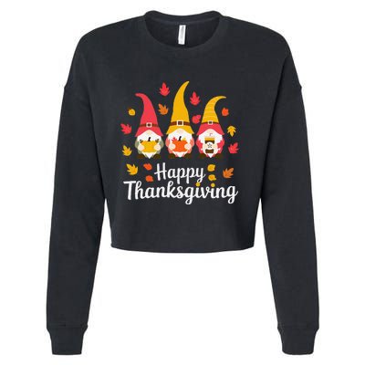 Funny Thanksgiving Gifts For Fall Gnome Gnomies Lover Cropped Pullover Crew