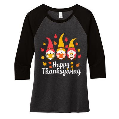 Funny Thanksgiving Gifts For Fall Gnome Gnomies Lover Women's Tri-Blend 3/4-Sleeve Raglan Shirt