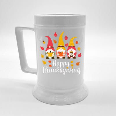 Funny Thanksgiving Gifts For Fall Gnome Gnomies Lover Beer Stein