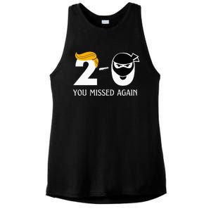 Funny Trump Golf Course Gunshots 20 You Missed Again Ladies PosiCharge Tri-Blend Wicking Tank