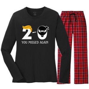 Funny Trump Golf Course Gunshots 20 You Missed Again Women's Long Sleeve Flannel Pajama Set 