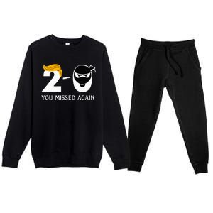 Funny Trump Golf Course Gunshots 20 You Missed Again Premium Crewneck Sweatsuit Set