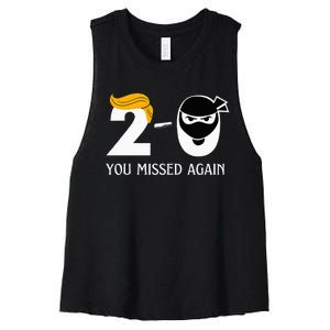 Funny Trump Golf Course Gunshots 20 You Missed Again Women's Racerback Cropped Tank