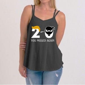 Funny Trump Golf Course Gunshots 20 You Missed Again Women's Strappy Tank