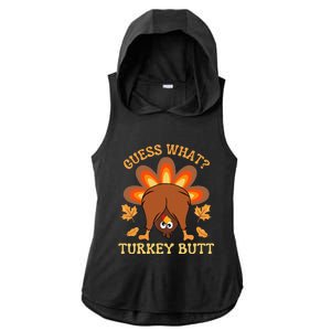 Funny Thanksgiving Guess What Turkey Butt Ladies PosiCharge Tri-Blend Wicking Draft Hoodie Tank