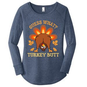 Funny Thanksgiving Guess What Turkey Butt Women's Perfect Tri Tunic Long Sleeve Shirt