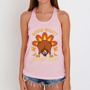 Funny Thanksgiving Guess What Turkey Butt Women's Knotted Racerback Tank