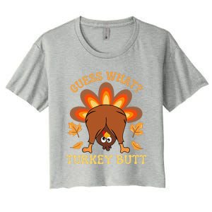 Funny Thanksgiving Guess What Turkey Butt Women's Crop Top Tee