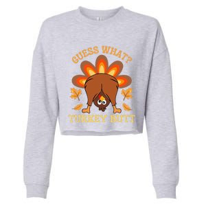 Funny Thanksgiving Guess What Turkey Butt Cropped Pullover Crew